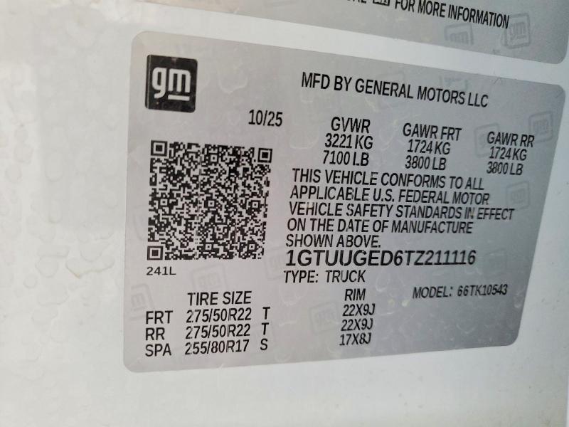 2026 Gmc Sierra მანქანა იყიდება აუქციონზე, vin: 1GTUUGED6TZ211116, აუქციონის ნომერი: 52613836