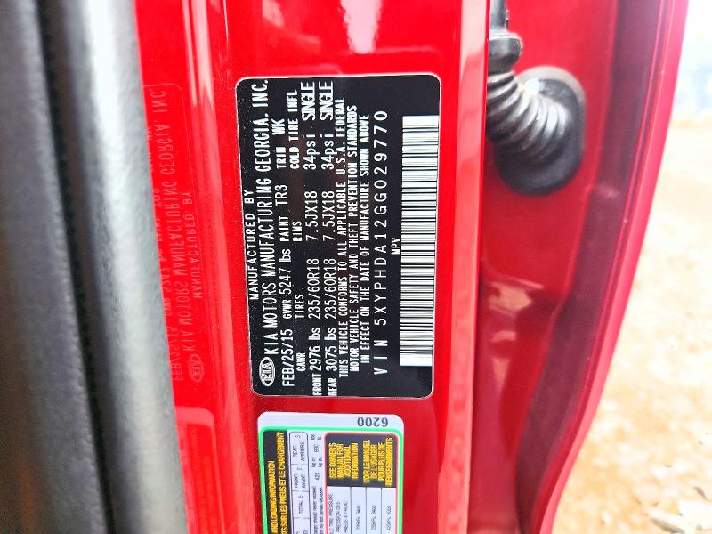 Aukcja sprzedaży 2016 Kia Sorento, vin: 5XYPHDA12GG029770, numer aukcji: 53700716