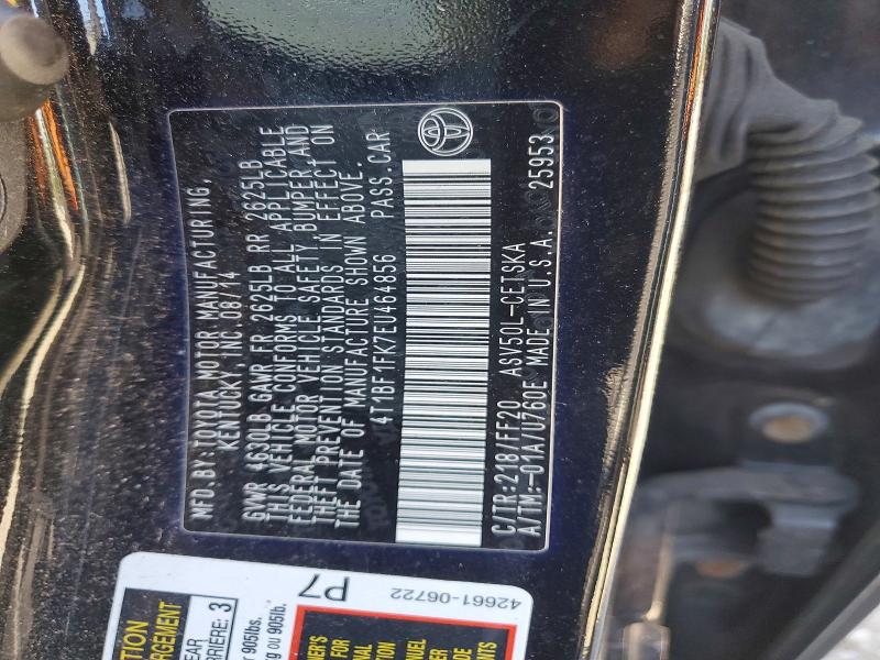53384586 :رقم المزاد ، 4T1BF1FK7EU464856 vin ، 2014 Toyota Camry مزاد بيع