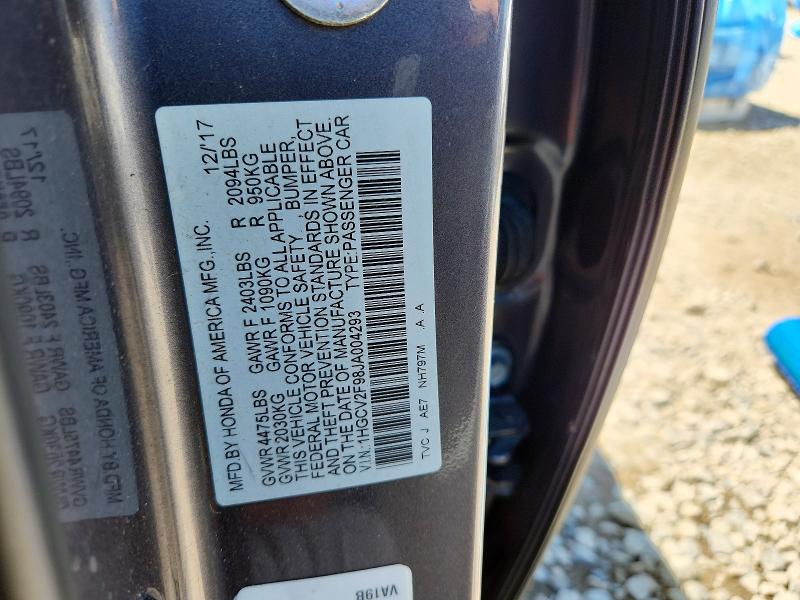 Aukcja sprzedaży 2018 Honda Accord, vin: 1HGCV2F98JA004293, numer aukcji: 54668276