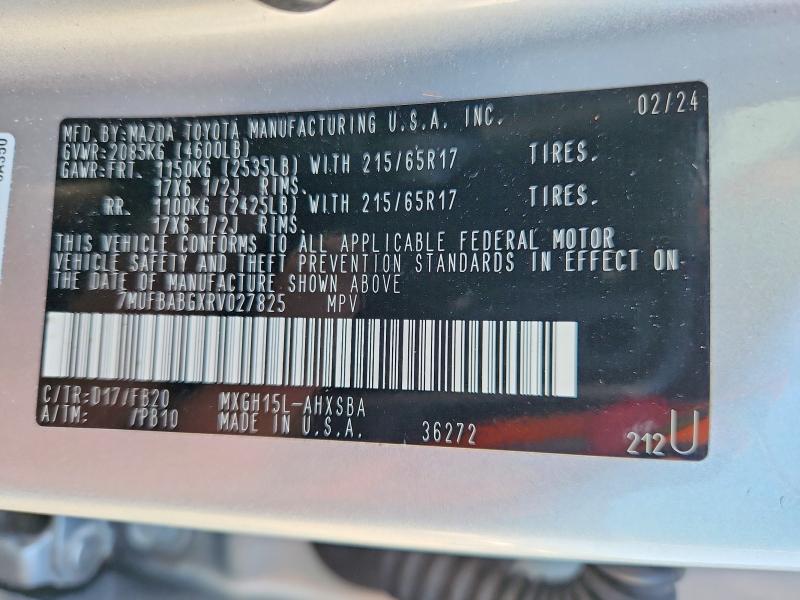 Auction sale of the 2024 Toyota Corolla Cross Hybrid, vin: 7MUFBABGXRV027825, lot number: 54356436