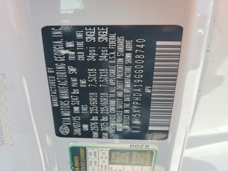 Продаж на аукціоні авто 2016 Kia Sorento, vin: 5XYPHDA19GG008740, номер лоту: 53960176