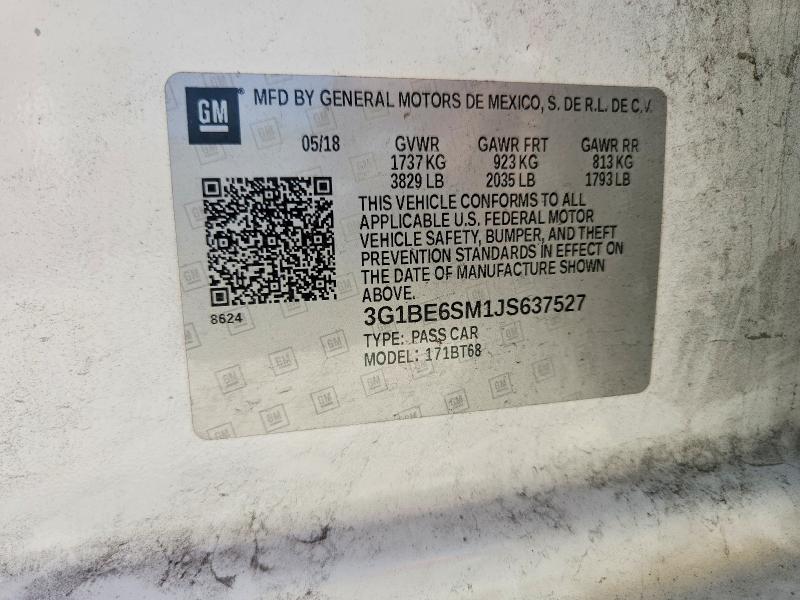 Продажа на аукционе авто 2018 Chevrolet Cruze, vin: 3G1BE6SM1JS637527, номер лота: 54726096