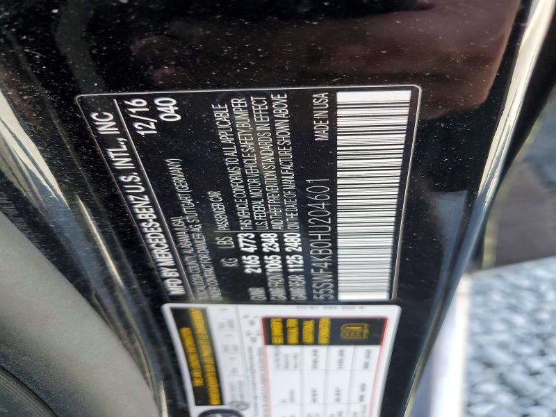 Aukcja sprzedaży 2017 Mercedes-benz C, vin: 55SWF4KB0HU204601, numer aukcji: 54148126