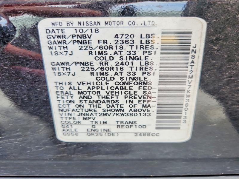 Aukcja sprzedaży 2019 Nissan Rogue, vin: JN8AT2MV7KW380133, numer aukcji: 54525606