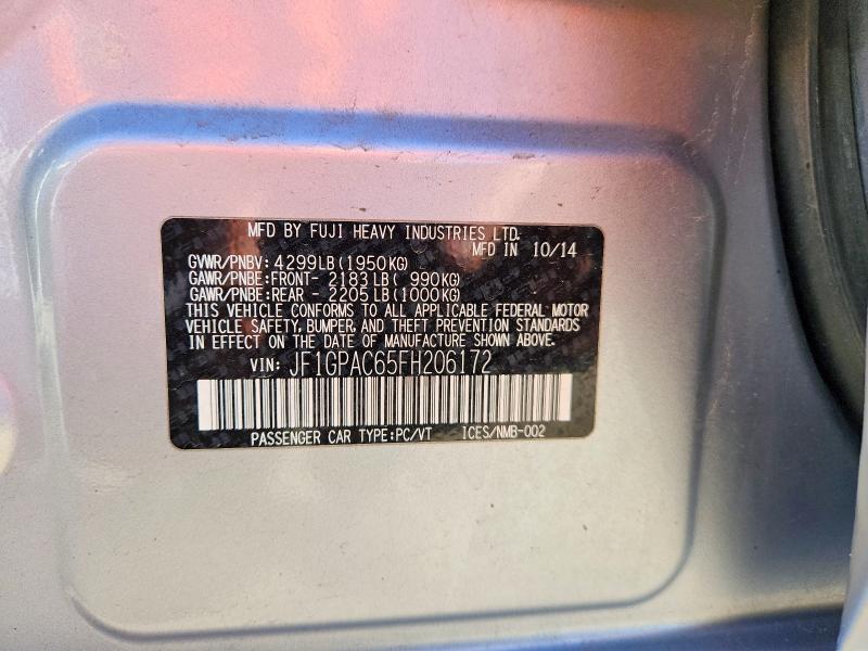 Aukcja sprzedaży 2015 Subaru Impreza, vin: JF1GPAC65FH206172, numer aukcji: 50852426