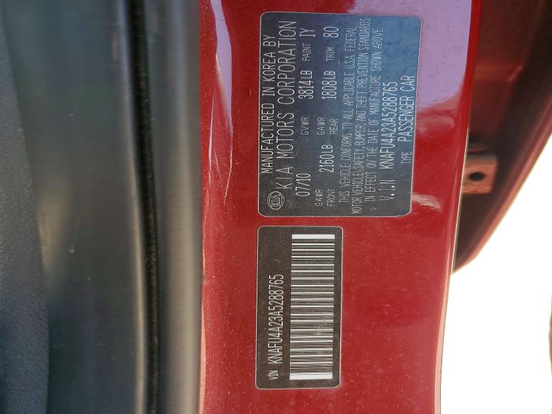 55124566 :رقم المزاد ، KNAFU4A23A5288765 vin ، 2010 Kia Forte مزاد بيع