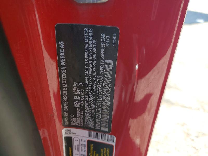 Продаж на аукціоні авто 2013 Mini Cooper, vin: WMWZN3C51DT569183, номер лоту: 53840306