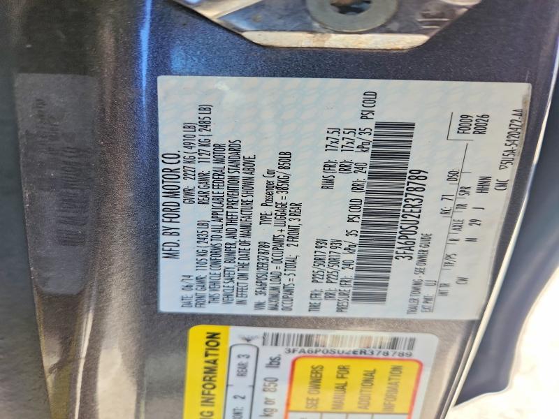 Aukcja sprzedaży 2014 Ford Fusion, vin: 3FA6P0SU2ER378789, numer aukcji: 52705896