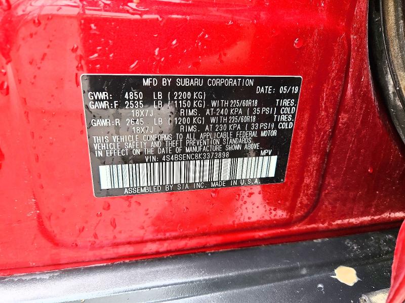 Aukcja sprzedaży 2019 Subaru Outback, vin: 4S4BSENC8K3373898, numer aukcji: 55363406