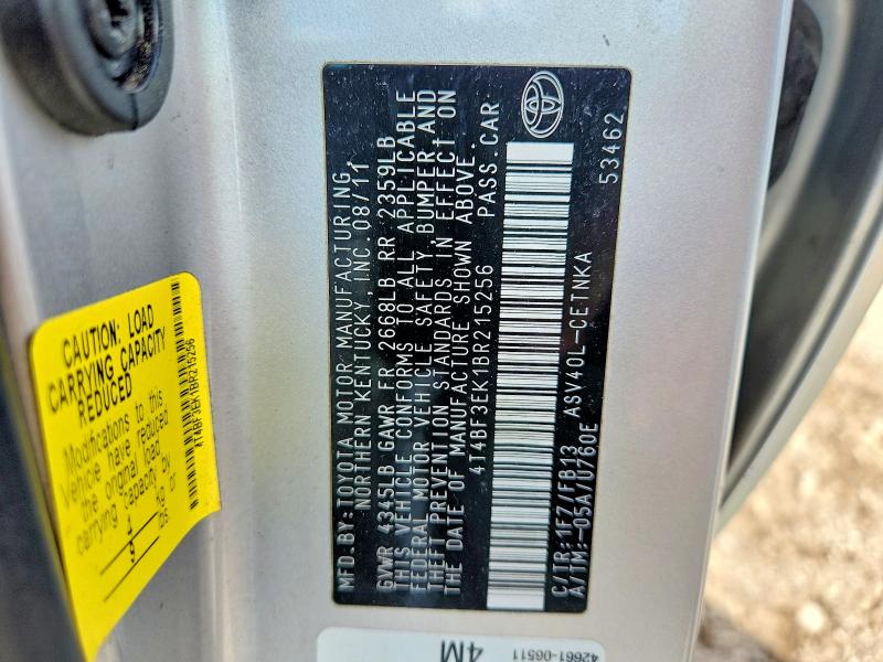 53683416 :رقم المزاد ، 4T4BF3EK1BR215256 vin ، 2011 Toyota Camry مزاد بيع