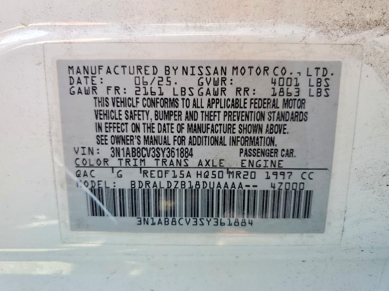 Продажа на аукционе авто 2025 Nissan Sentra, vin: 3N1AB8CV3SY361884, номер лота: 54226406