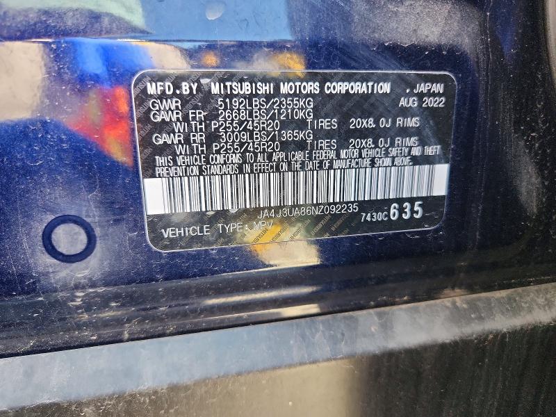 Aukcja sprzedaży 2022 Mitsubishi Outlander, vin: JA4J3UA86NZ092235, numer aukcji: 52686986