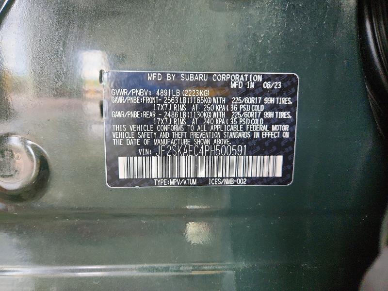 2023 Subaru Forester მანქანა იყიდება აუქციონზე, vin: JF2SKAEC4PH500591, აუქციონის ნომერი: 53430636