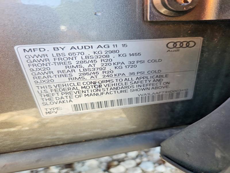 Aukcja sprzedaży 2017 Audi Q7, vin: WA1LAAF71HD003413, numer aukcji: 53512826