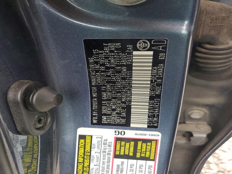 54333296 :رقم المزاد ، 2T1BURHE2FC352111 vin ، 2015 Toyota Corolla مزاد بيع