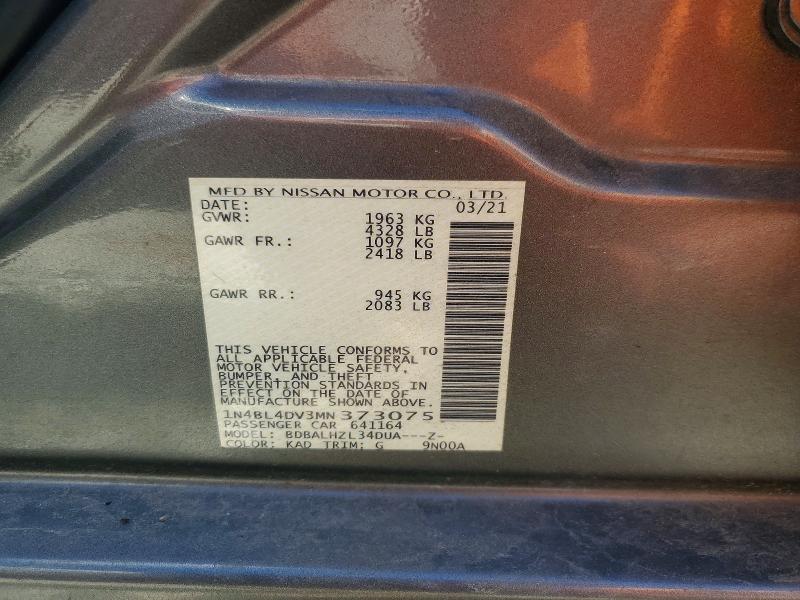 Продажа на аукционе авто 2021 Nissan Altima, vin: 1N4BL4DV3MN373075, номер лота: 53038676