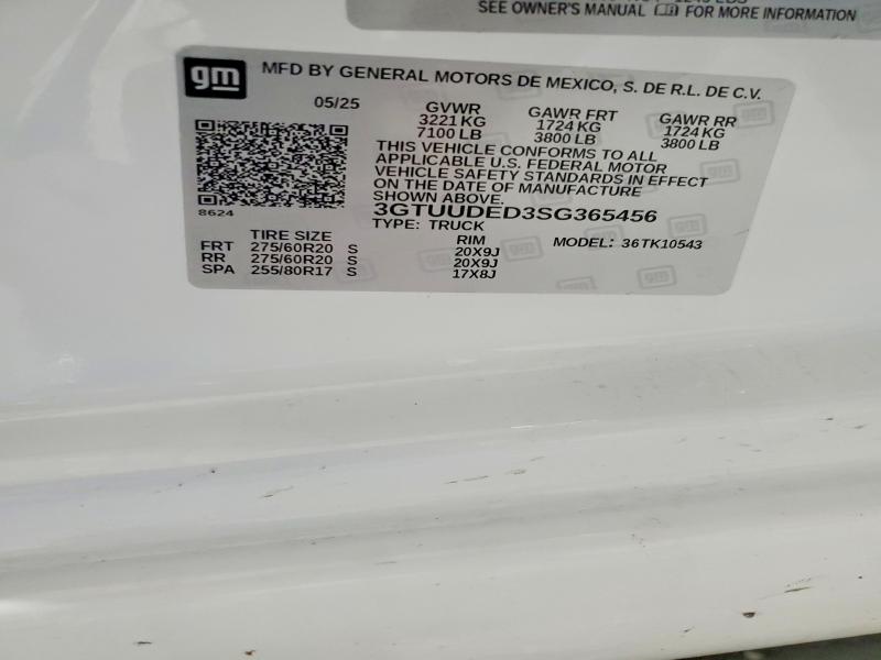 53036646 :رقم المزاد ، 3GTUUDED3SG365456 vin ، 2025 Gmc Sierra مزاد بيع
