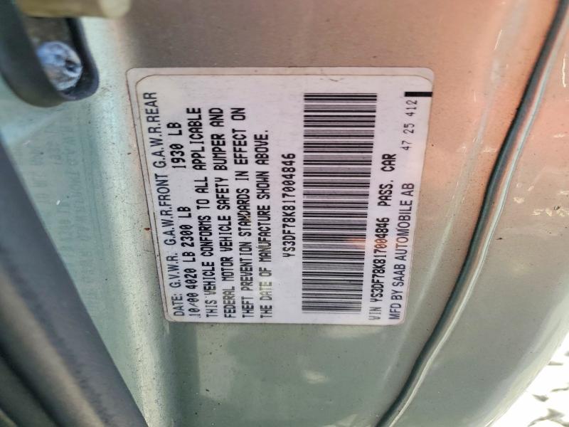 53698116 :رقم المزاد ، YS3DF78K817004846 vin ، 2001 Saab 9-3 مزاد بيع