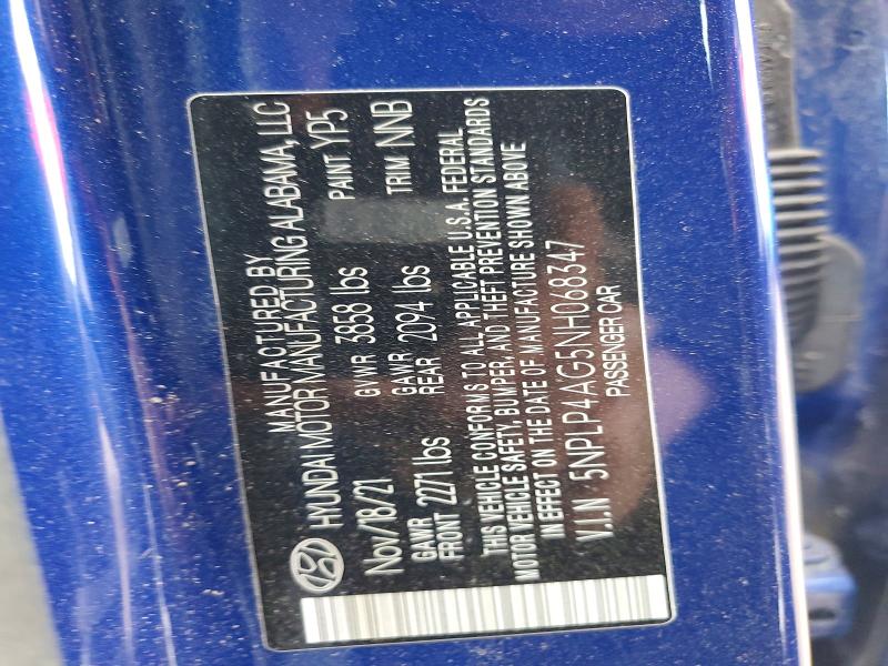 Aukcja sprzedaży 2022 Hyundai Elantra, vin: 5NPLP4AG5NH068347, numer aukcji: 52590396
