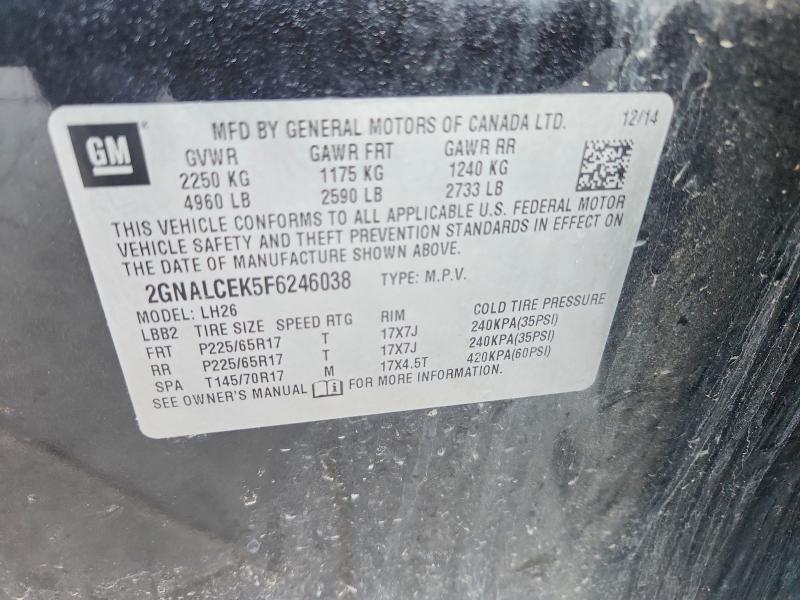 53811926 :رقم المزاد ، 2GNALCEK5F6246038 vin ، 2015 Chevrolet Equinox مزاد بيع