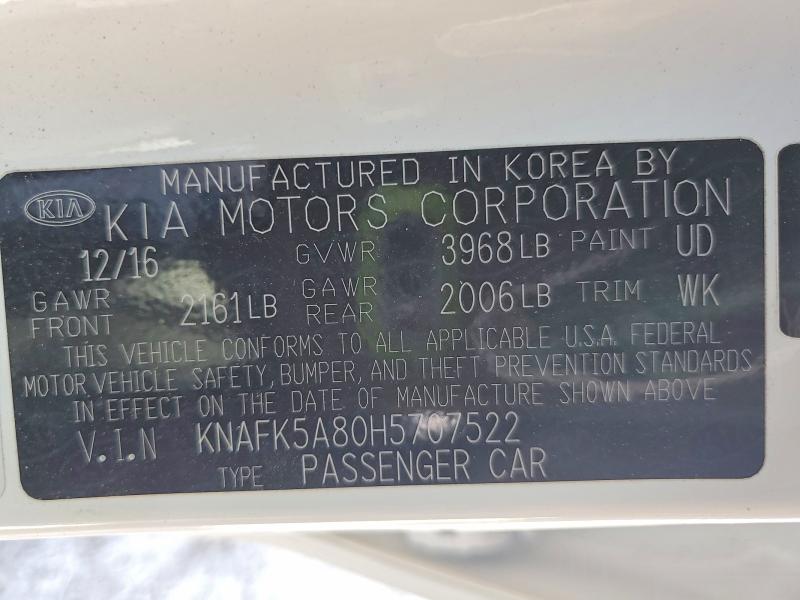 Aukcja sprzedaży 2017 Kia Forte, vin: KNAFK5A80H5707522, numer aukcji: 53086786