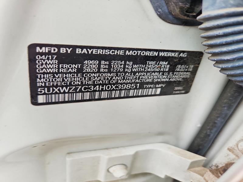 Продажа на аукционе авто 2017 Bmw X3, vin: 5UXWZ7C34H0X39851, номер лота: 53726916