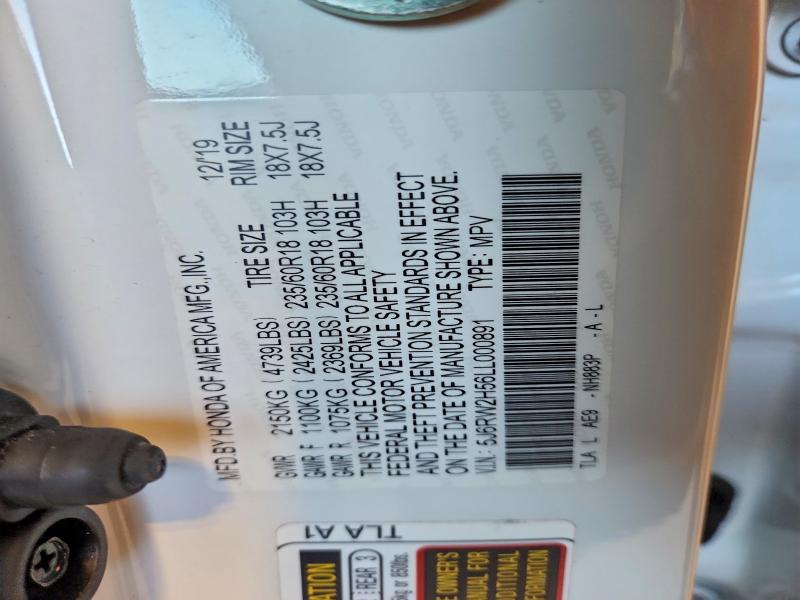 Aukcja sprzedaży 2020 Honda Cr-v, vin: 5J6RW2H56LL000891, numer aukcji: 51447846