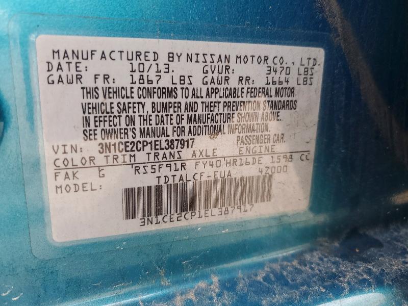 Aukcja sprzedaży 2014 Nissan Versa Note, vin: 3N1CE2CP1EL387917, numer aukcji: 54224256
