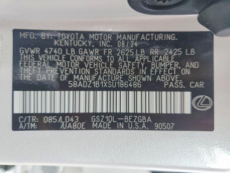 Aukcja sprzedaży 2025 Lexus Es 350, vin: 58ADZ1B1XSU186486, numer aukcji: 52804246