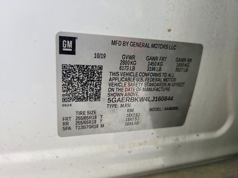 2020 Buick Enclave მანქანა იყიდება აუქციონზე, vin: 5GAERBKW4LJ160844, აუქციონის ნომერი: 54274806