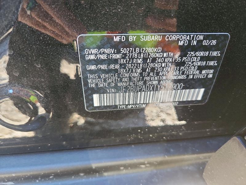 53556146 :رقم المزاد ، JF2BUPADXTY512900 vin ، 2026 Subaru Outback مزاد بيع