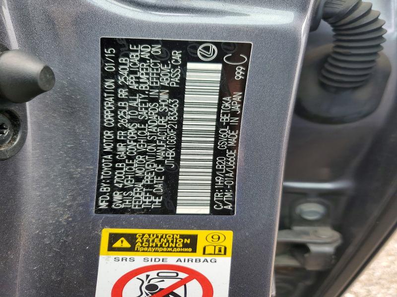 Aukcja sprzedaży 2015 Lexus Es, vin: JTHBK1GGXF2183463, numer aukcji: 52642726