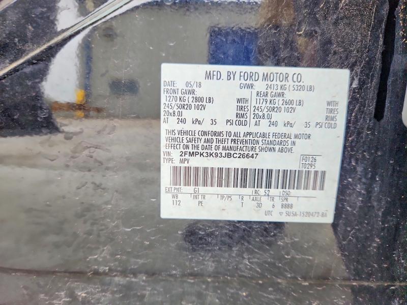 Продаж на аукціоні авто 2018 Ford Edge, vin: 2FMPK3K93JBC26647, номер лоту: 52485836