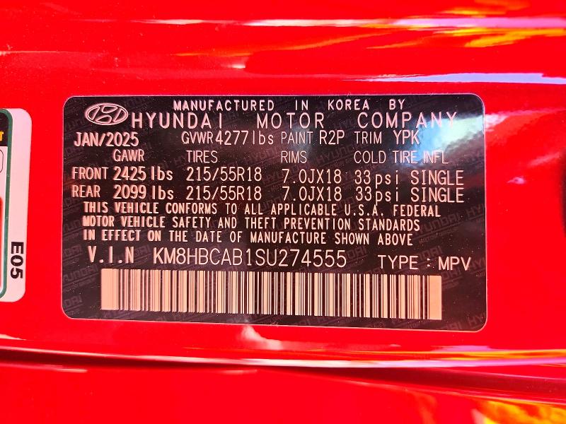 53916246 :رقم المزاد ، KM8HBCAB1SU274555 vin ، 2025 Hyundai Kona مزاد بيع