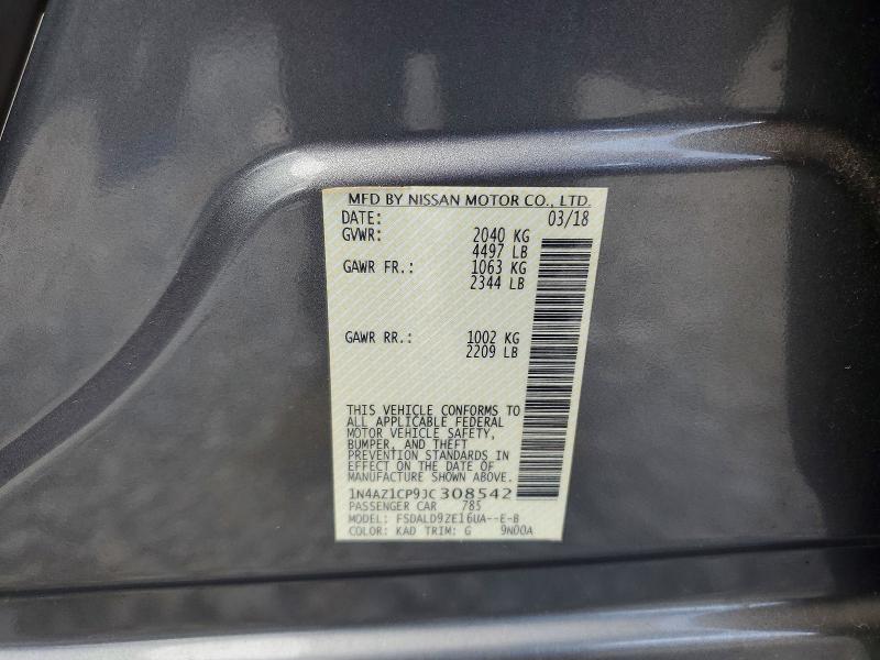 2018 Nissan Leaf მანქანა იყიდება აუქციონზე, vin: 1N4AZ1CP9JC308542, აუქციონის ნომერი: 55033936