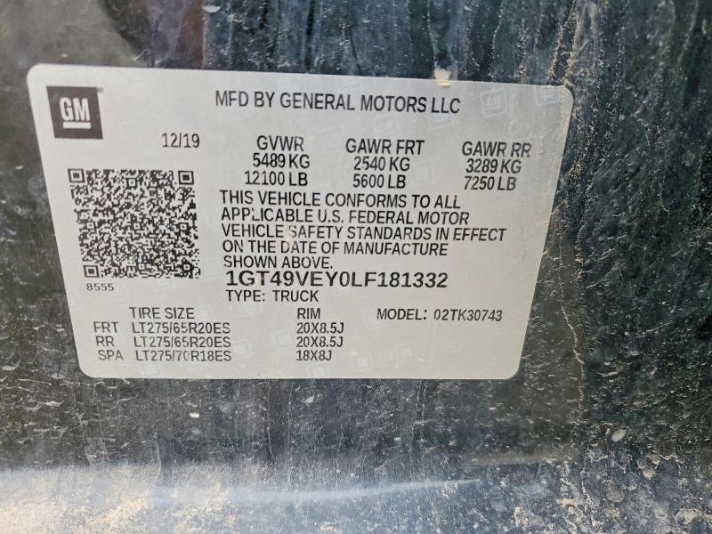 Aukcja sprzedaży 2020 Gmc Sierra, vin: 1GT49VEY0LF181332, numer aukcji: 53413136