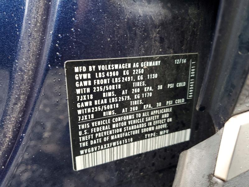 Aukcja sprzedaży 2015 Volkswagen Tiguan, vin: WVGBV7AXXFW561516, numer aukcji: 53280116