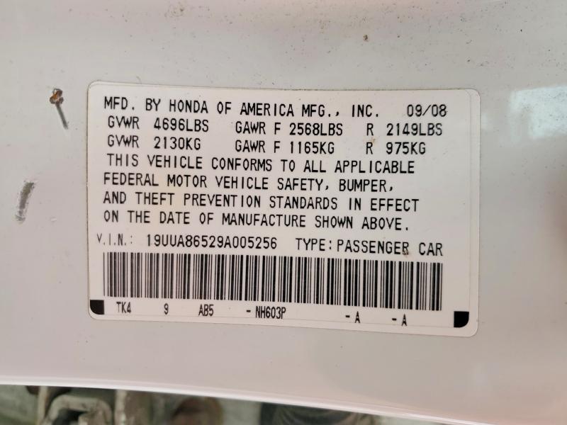 54042656 :رقم المزاد ، 19UUA86529A005256 vin ، 2009 Acura Tl مزاد بيع