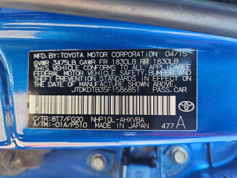 Продажа на аукционе авто 2015 Toyota Prius C, vin: JTDKDTB35F1586851, номер лота: 53579066