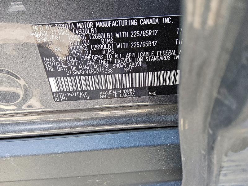 Aukcja sprzedaży 2024 Toyota Rav4 Hybrid, vin: 2T3RWRFV4RW242988, numer aukcji: 53523326