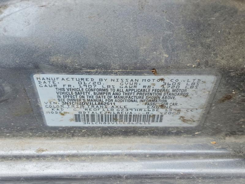 2020 Nissan Versa მანქანა იყიდება აუქციონზე, vin: 3N1CN8DV1LL862611, აუქციონის ნომერი: 51181136