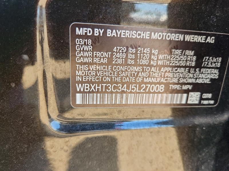 54144566 :رقم المزاد ، WBXHT3C34J5L27008 vin ، 2018 Bmw X1 مزاد بيع
