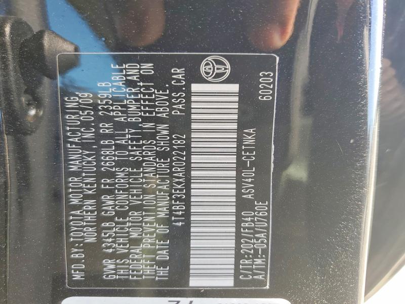 52500566 :رقم المزاد ، 4T4BF3EKXAR022182 vin ، 2010 Toyota Camry مزاد بيع