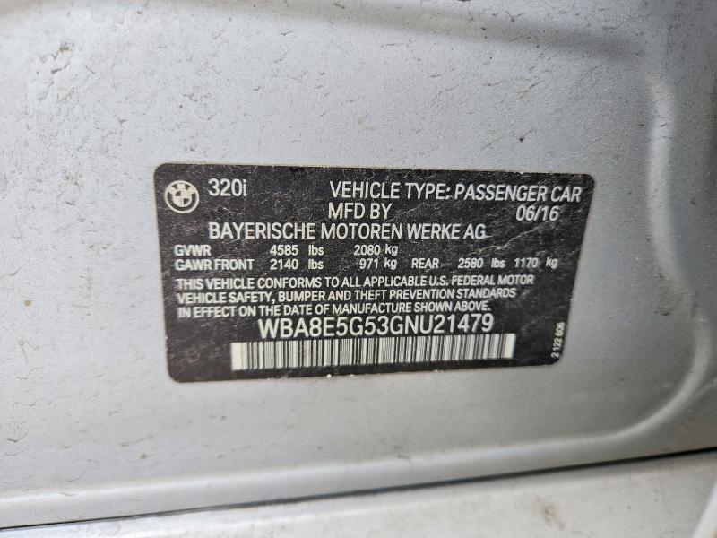 54592766 :رقم المزاد ، WBA8E5G53GNU21479 vin ، 2016 Bmw 320 مزاد بيع