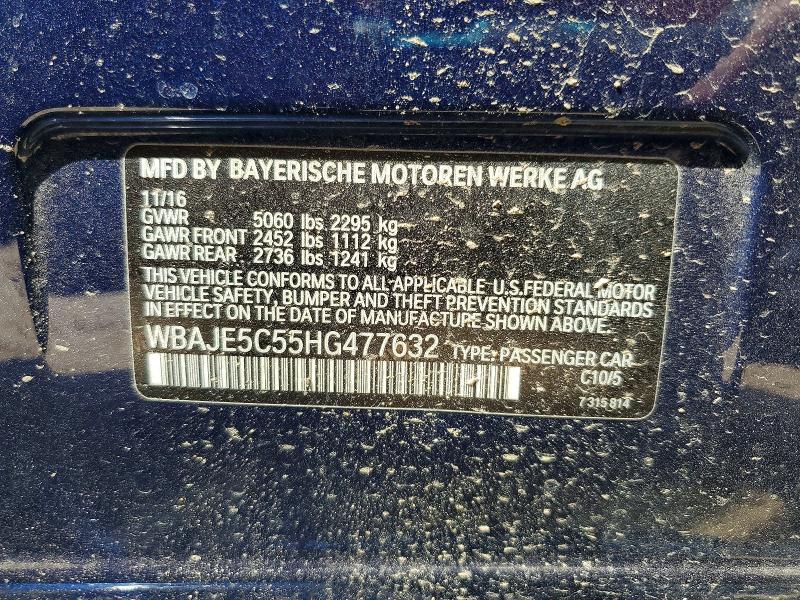 2017 Bmw 540 მანქანა იყიდება აუქციონზე, vin: WBAJE5C55HG477632, აუქციონის ნომერი: 51041826