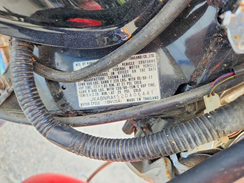 53890656 :رقم المزاد ، JKABNRA152DA06441 vin ، 2002 Kawasaki Bn125 مزاد بيع