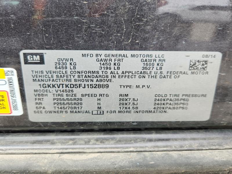 Aukcja sprzedaży 2015 Gmc Acadia, vin: 1GKKVTKD5FJ152889, numer aukcji: 54259656
