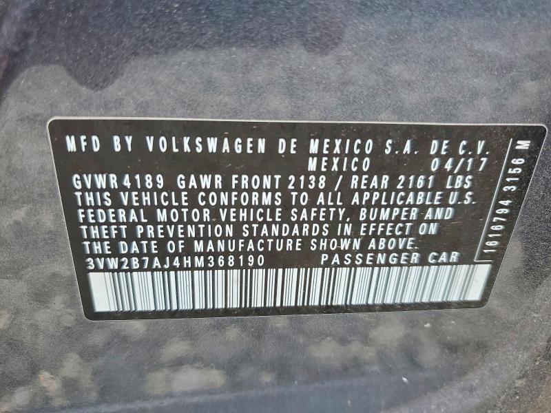 Продажа на аукционе авто 2017 Volkswagen Jetta, vin: 3VW2B7AJ4HM368190, номер лота: 53024946