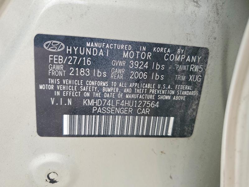 54554276 :رقم المزاد ، KMHD74LF4HU127564 vin ، 2017 Hyundai Elantra مزاد بيع